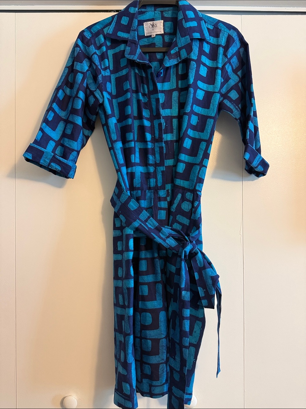 Anthropologie Blue Geometric Romper